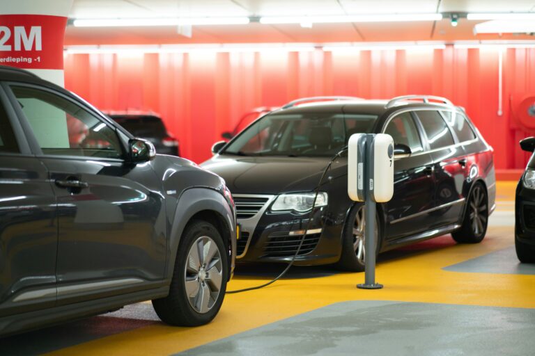 electric car on a charger