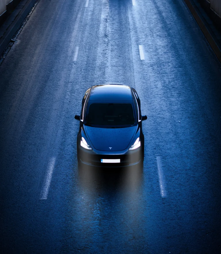 blue tesla model 3